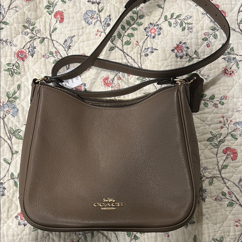 Coach pebble leather Ellie file crossbody dark stone